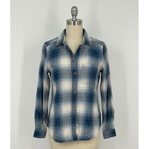 American Eagle Blue Plaid Boyfriend Fit Flannel Shirt Medium